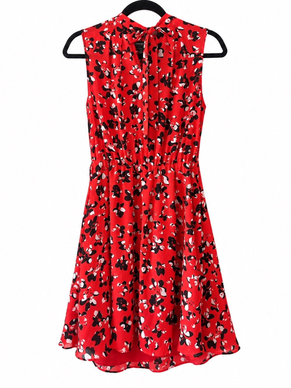 Banana Republic Red Floral Tie-Neck Mini Dress
